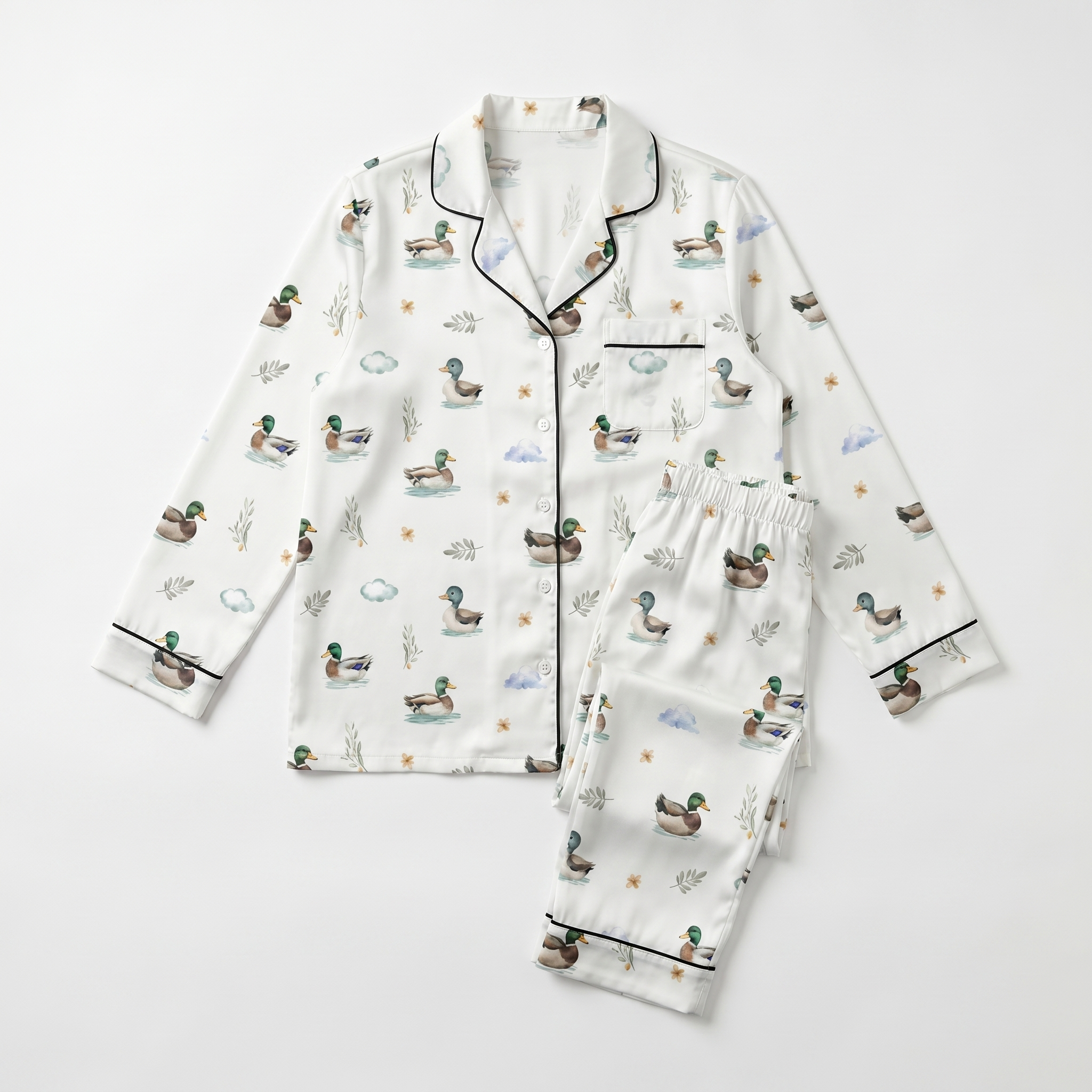 Long-sleeved Kid's Pajama Set in Mallard