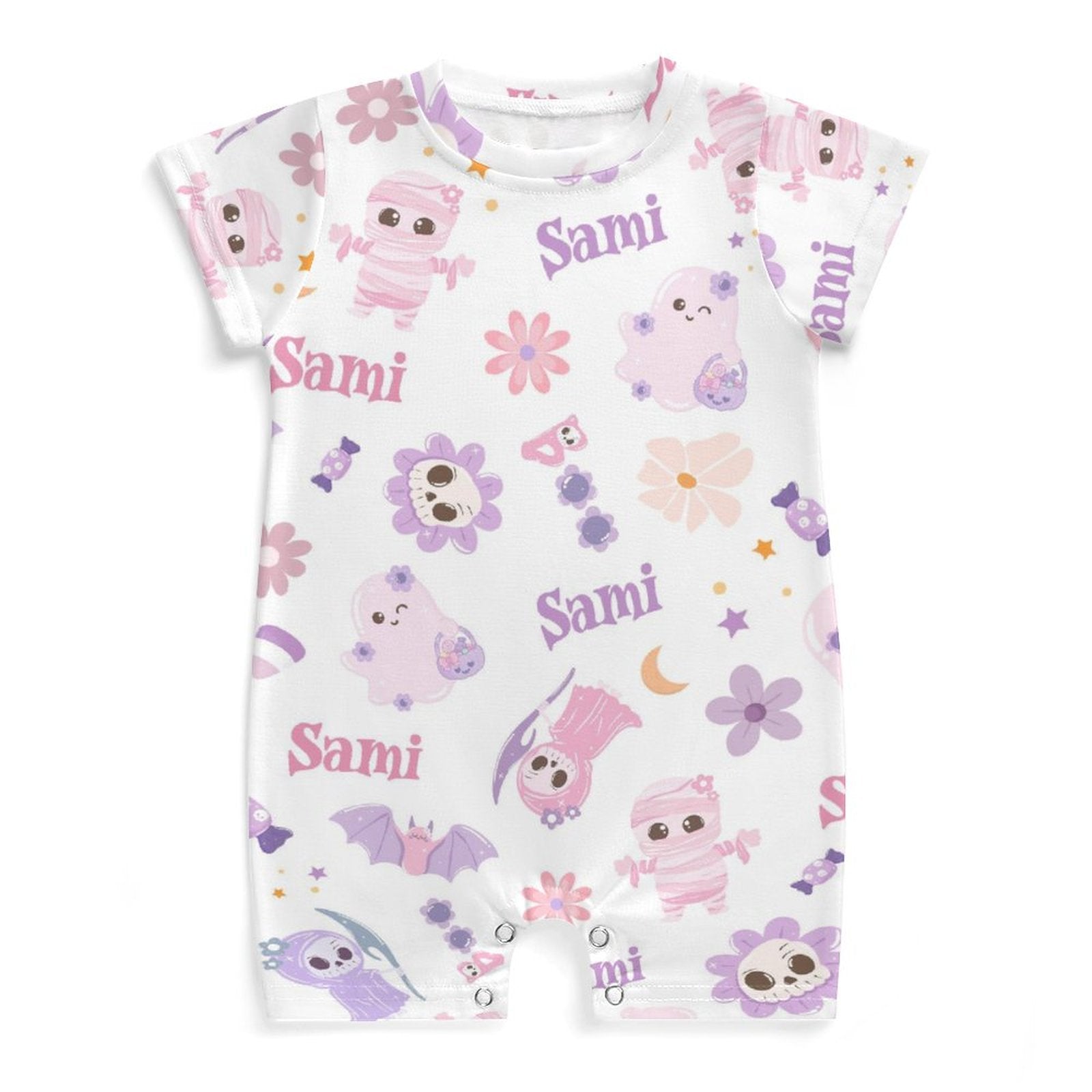 Personalized Snap Romper in Blush Boo