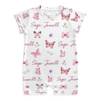 Personalized Snap Romper in Pink Butterfly