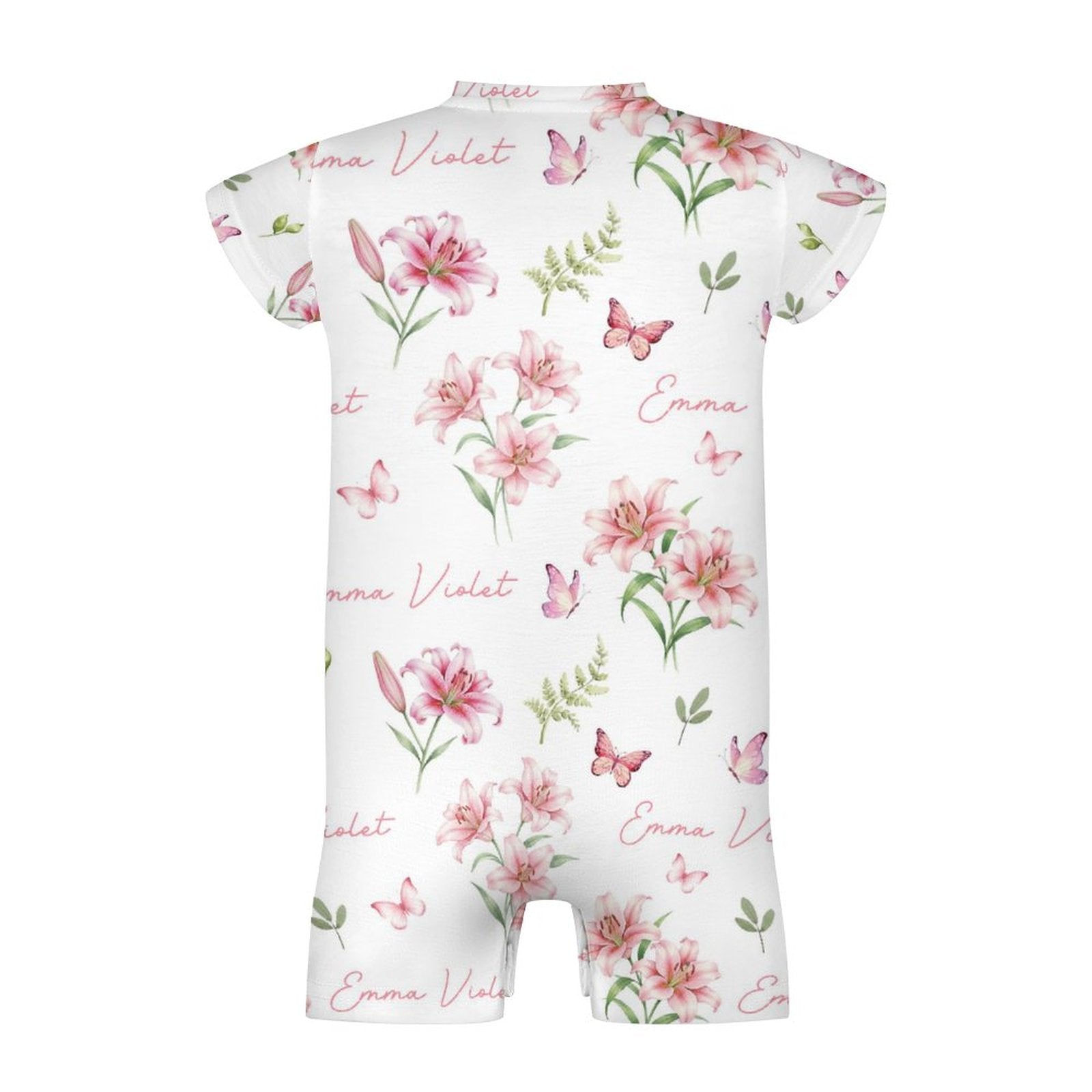 Personalized Bodysuit Romper in Pink Lilys
