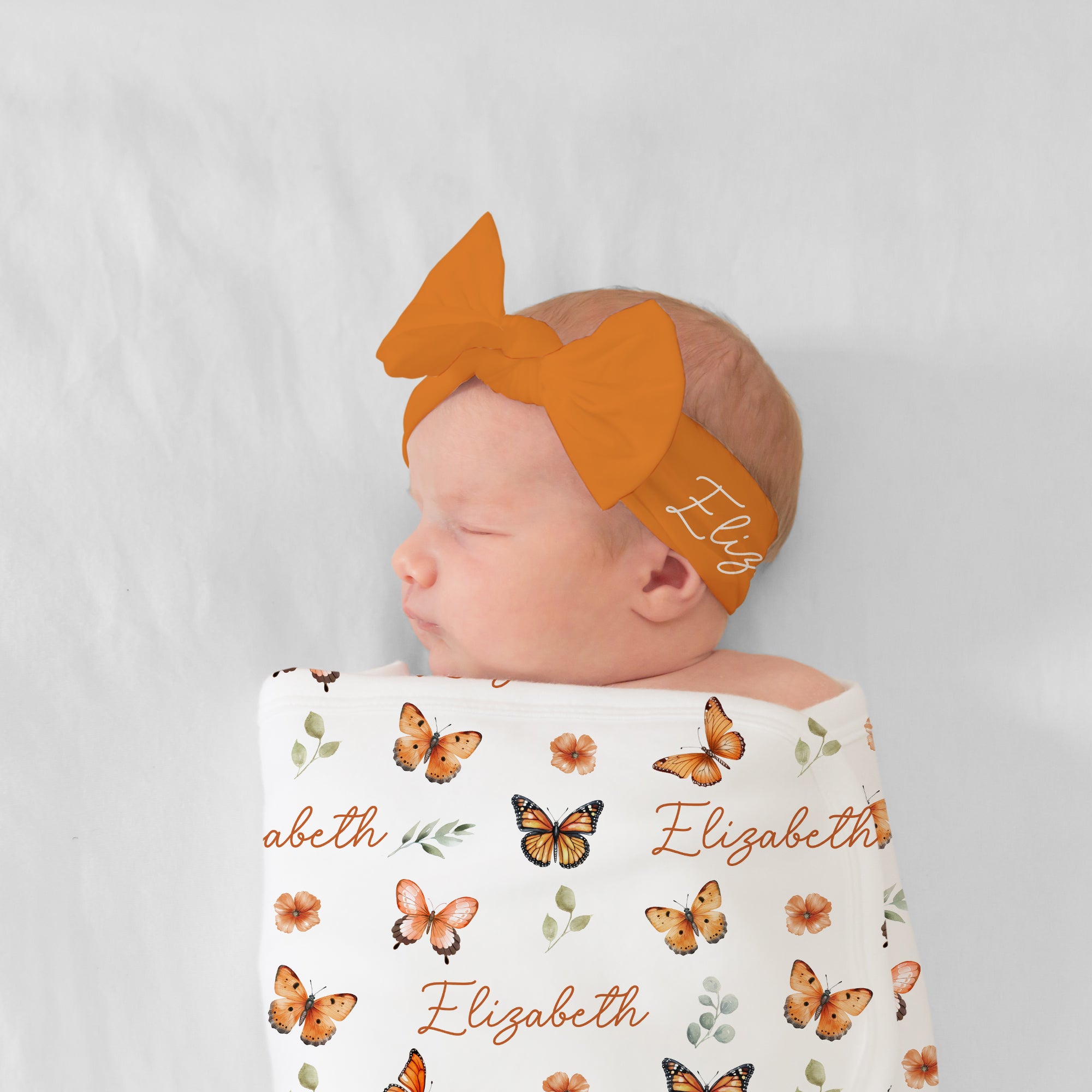 Personalized Bow Headband in Orange