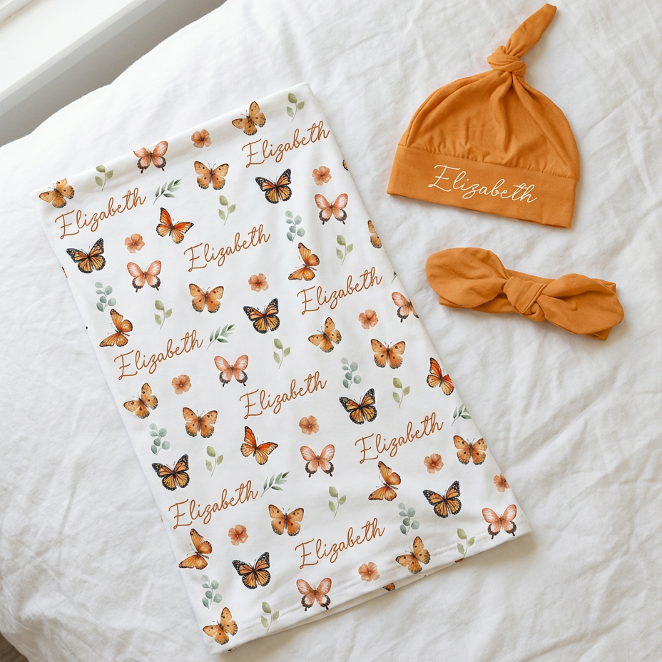 The Ultimate Baby Gift Set in Orange Butterfly