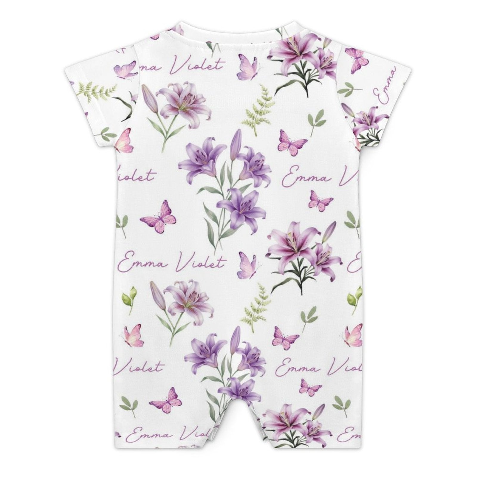 Personalized Bodysuit Romper in Purple Lilys