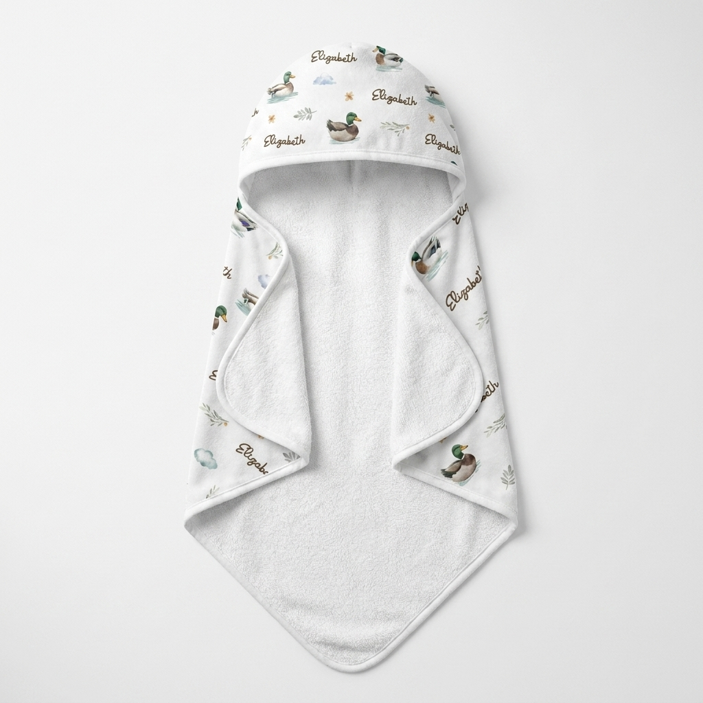 Personalized Hooded Towels in Mallard