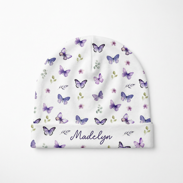 Personalized Beanie in Purple Butterfly