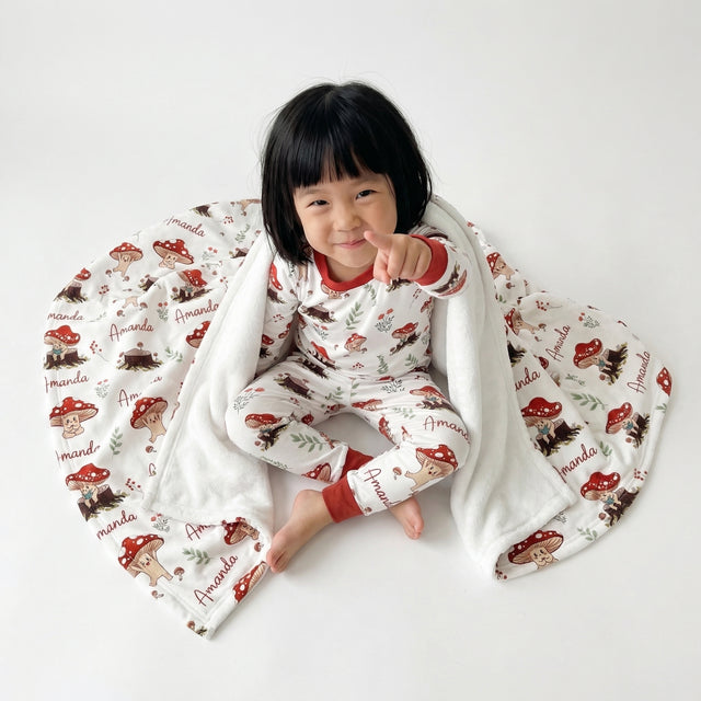 Personalized Baby Pajama Set in Mushroom