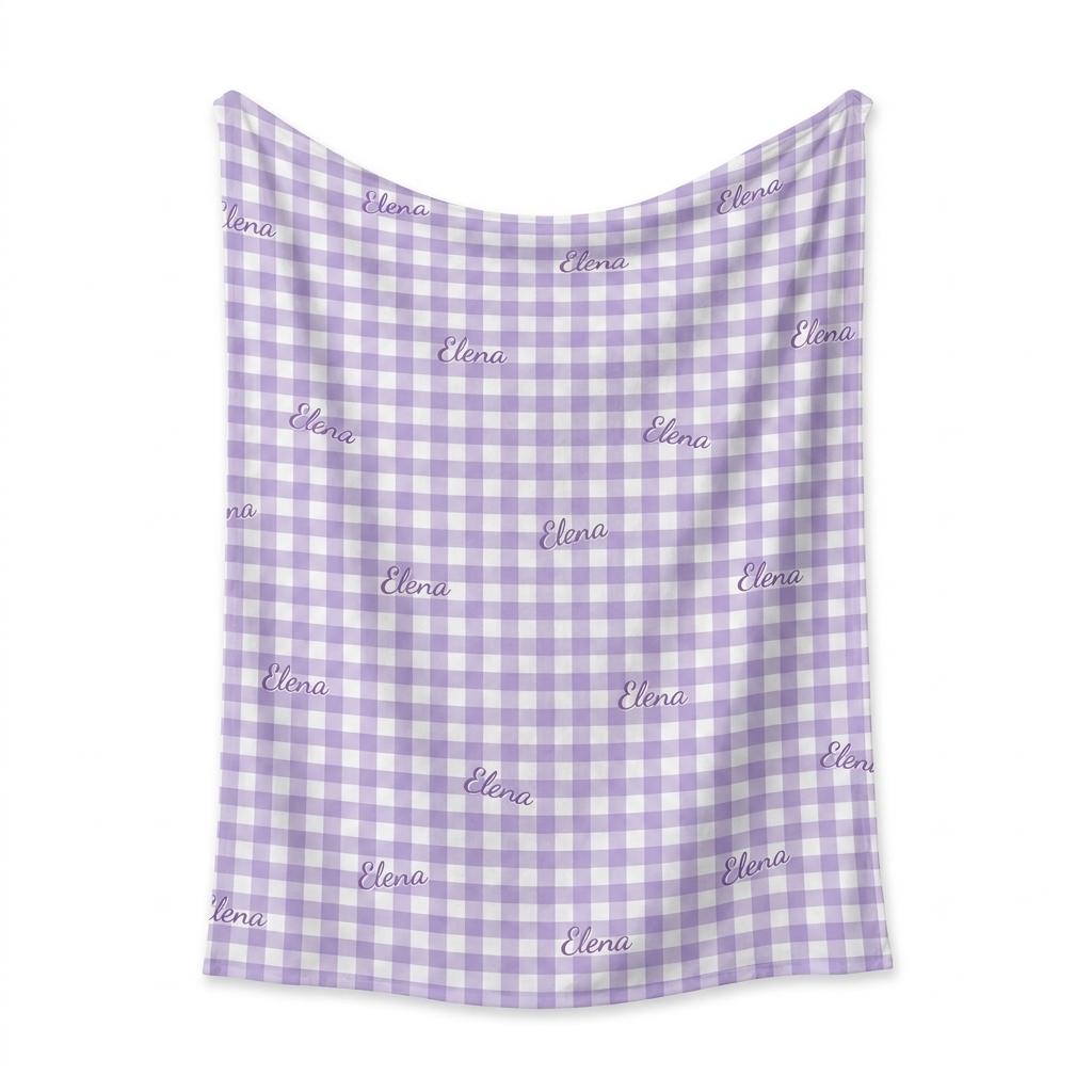 Personalized Swaddle in Lilac Gingham