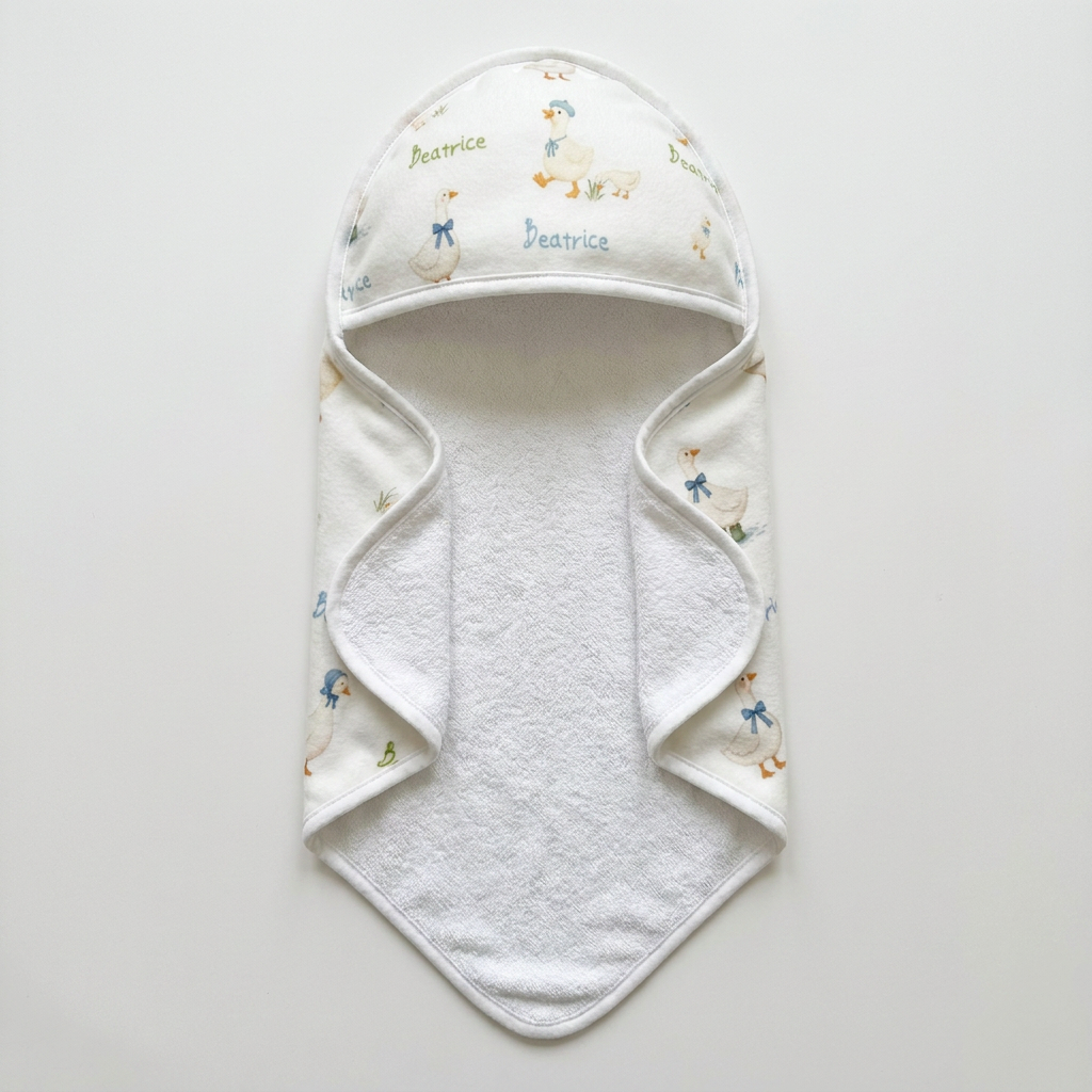 Personalized Hooded Towel in Silly Goose