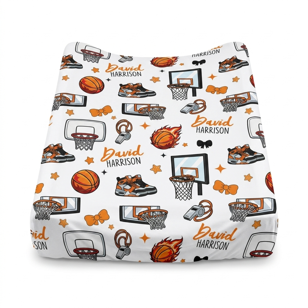 Personalized Changing Pad Cover in Basketball