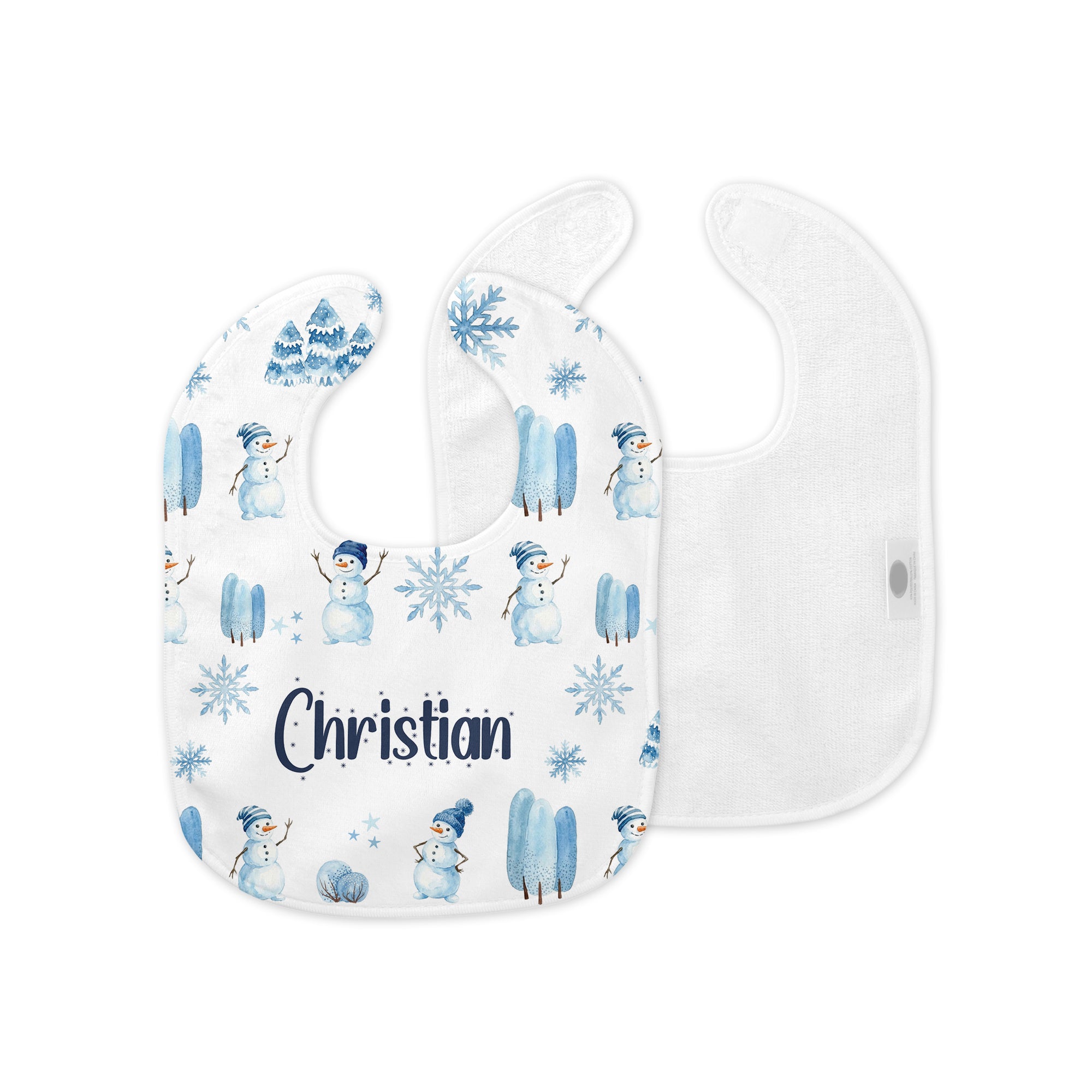 Personalized Bib and Burp Cloth Set in Snowman