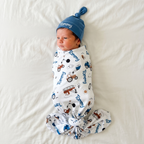 Personalized Swaddle in Construction Vehicle