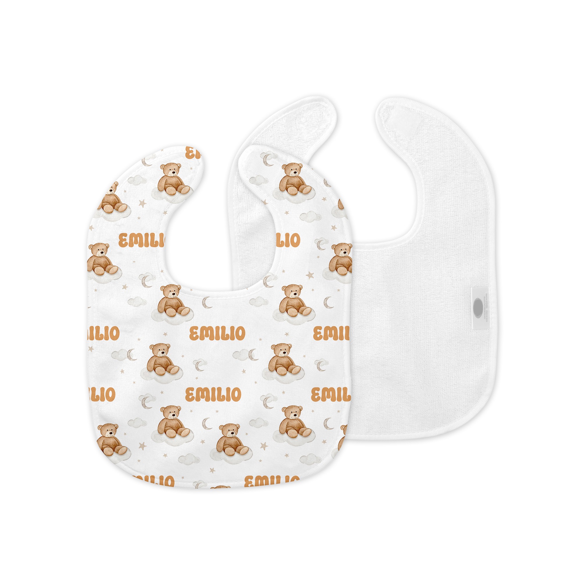 Personalized Bib and Burp Cloth Set in Teddy Bear