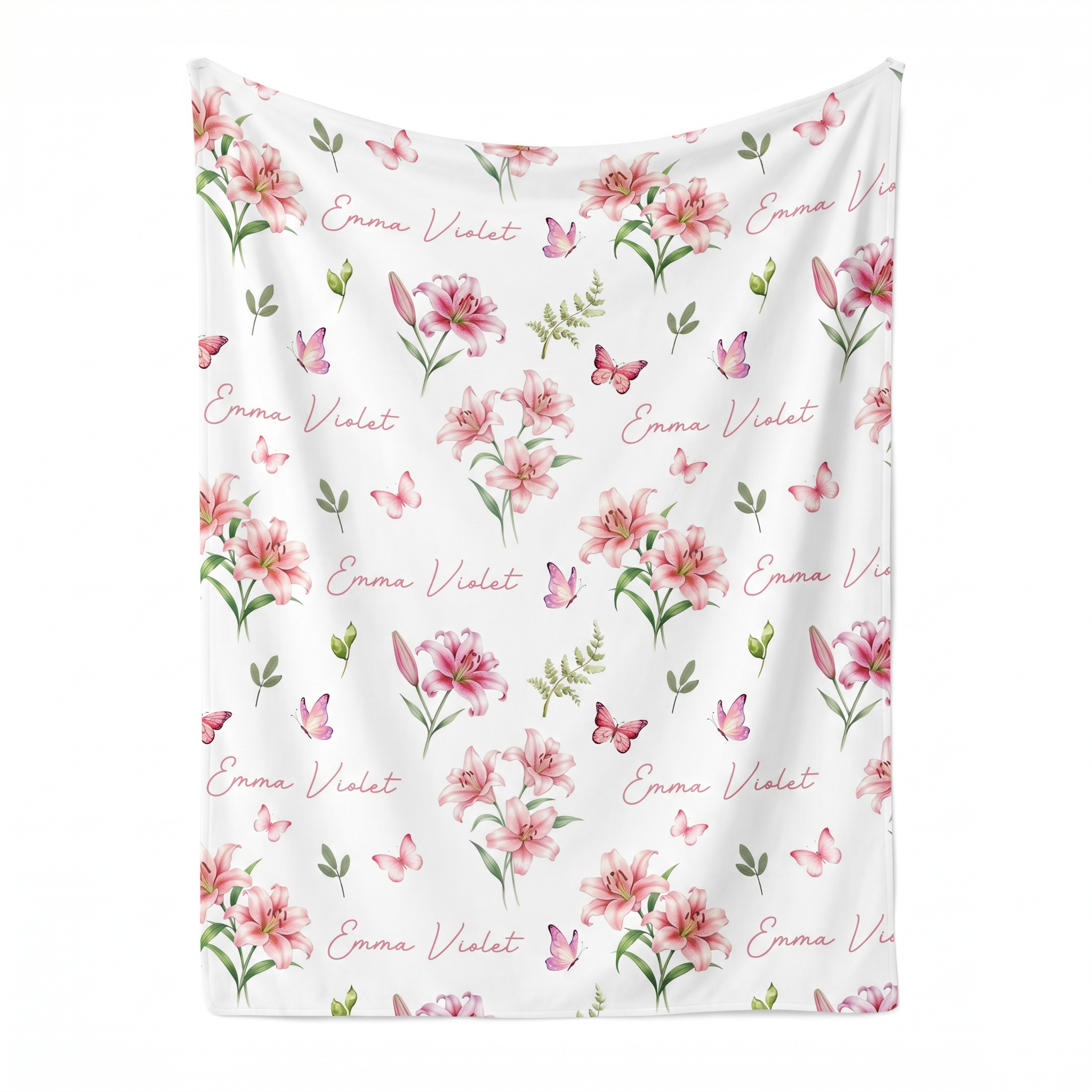 Personalized Swaddle in Pink Lilys