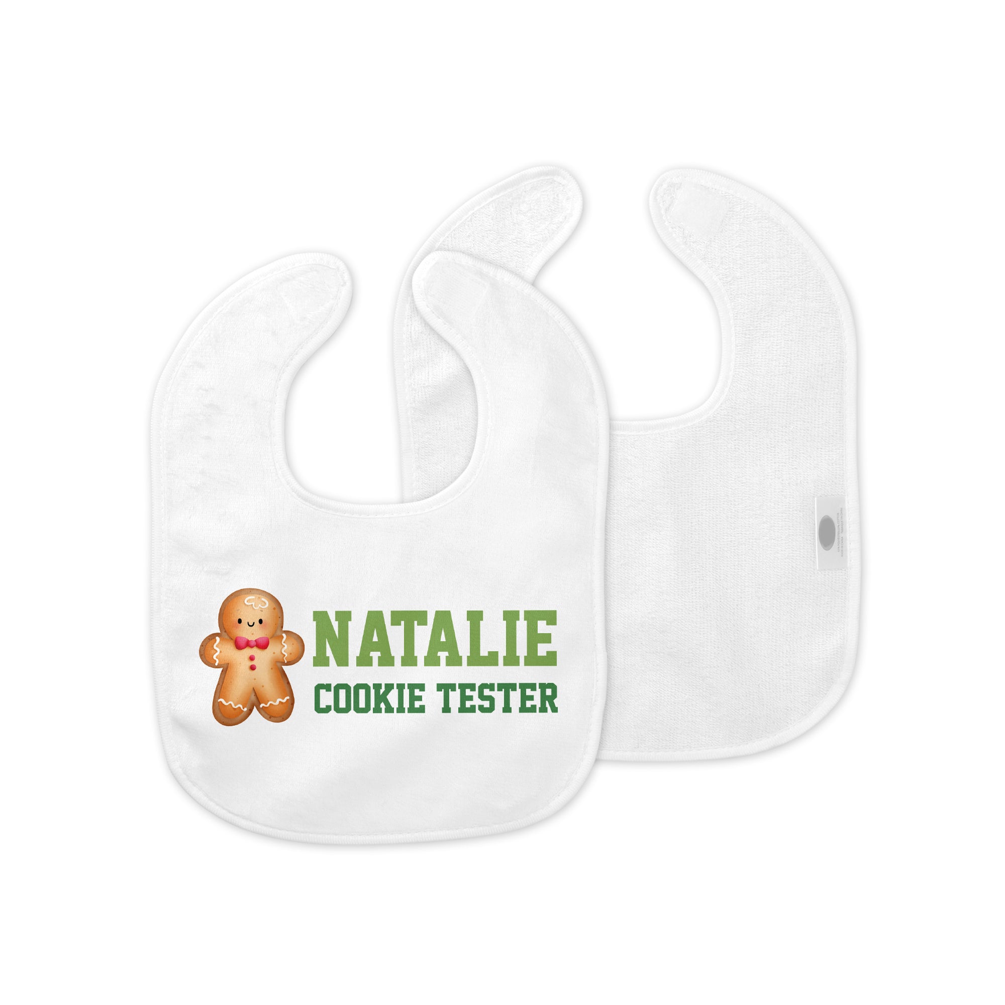 Personalized Bib in Gingerbread Tester