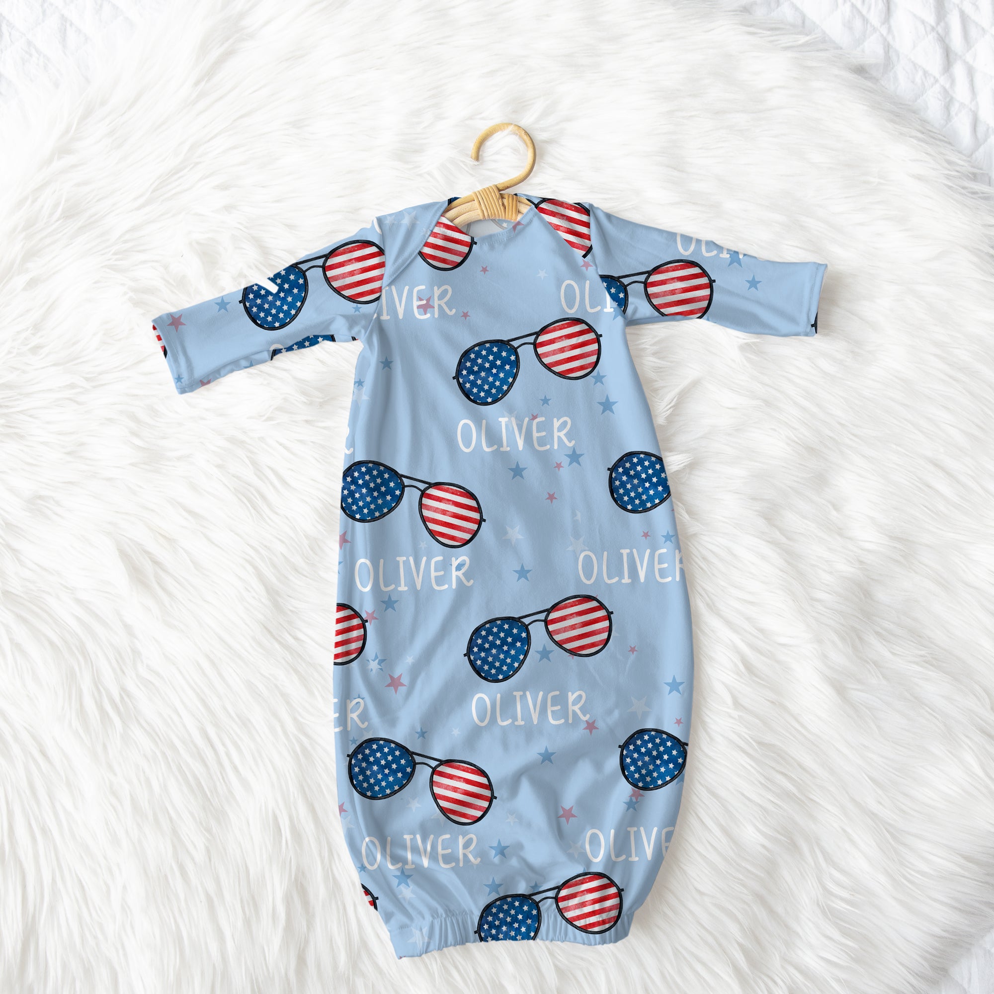 Personalized Sleep Gown in Patriotic