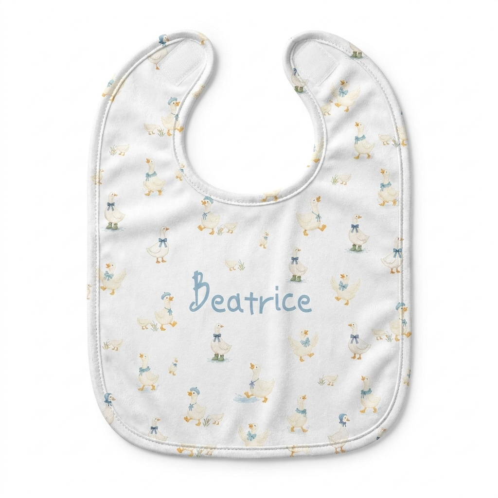 Personalized Bib and Burp Cloths in Silly Goose