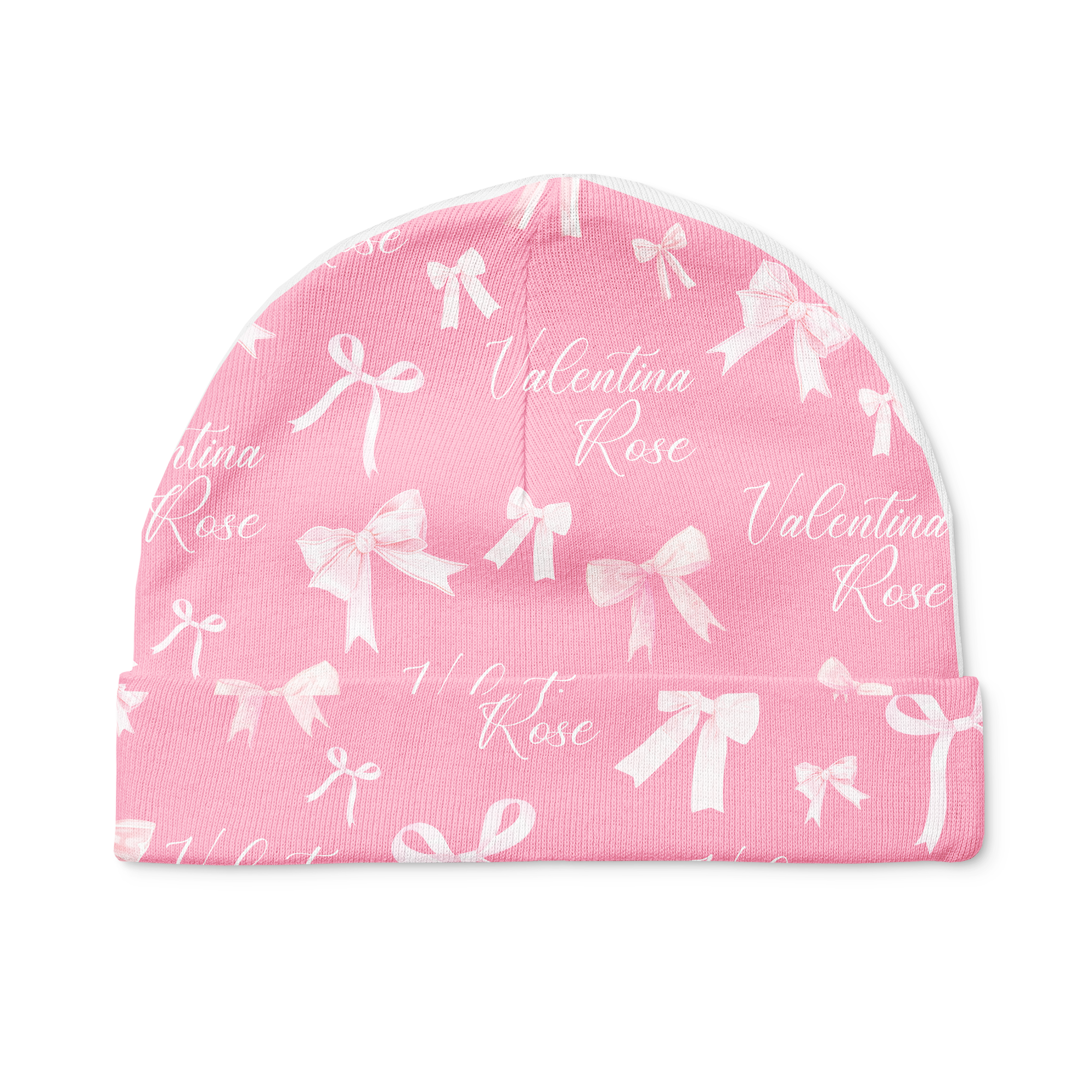 Pink Coquette Bow Personalized Beanie Hat