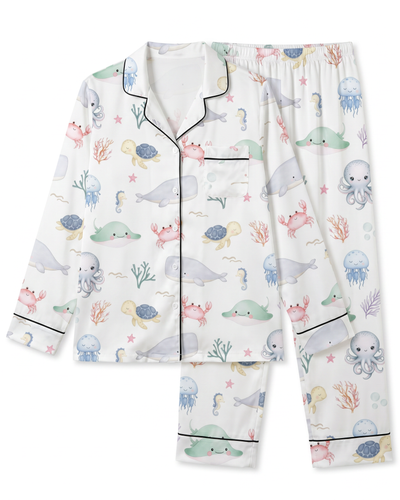 Long-sleeved Women's Pajama Set in Sea Animals