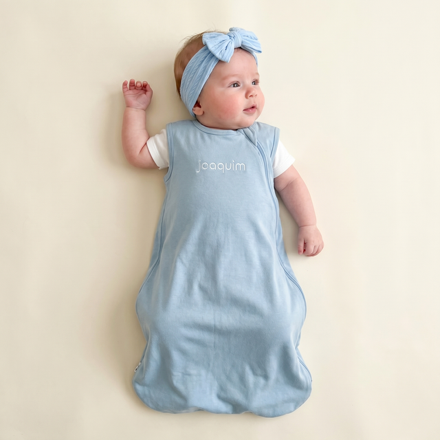 Embroidered Sleep Bag in Blue 0.5 TOG