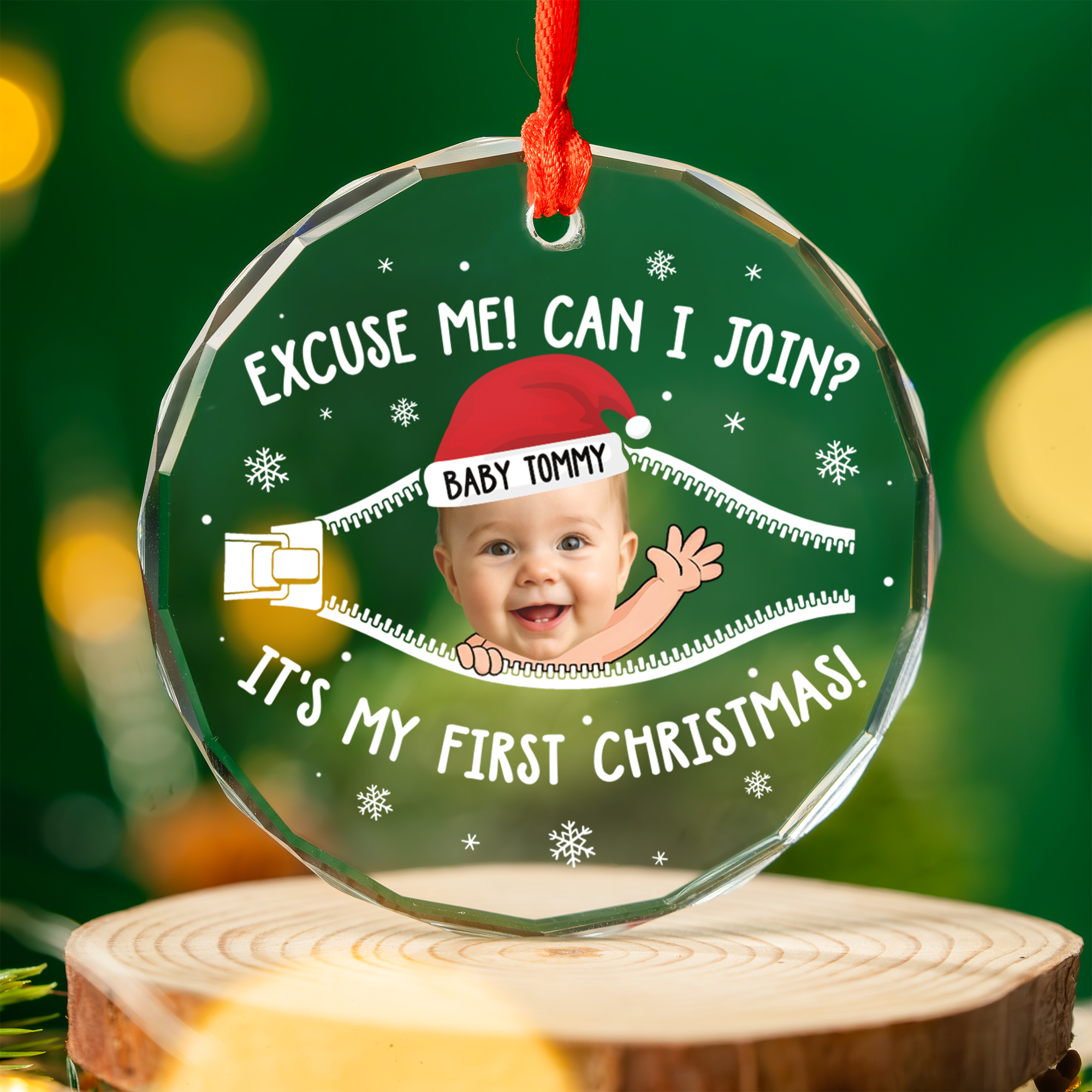 Can I Join My 1st Christmas Personalized Custom Glass Ornament