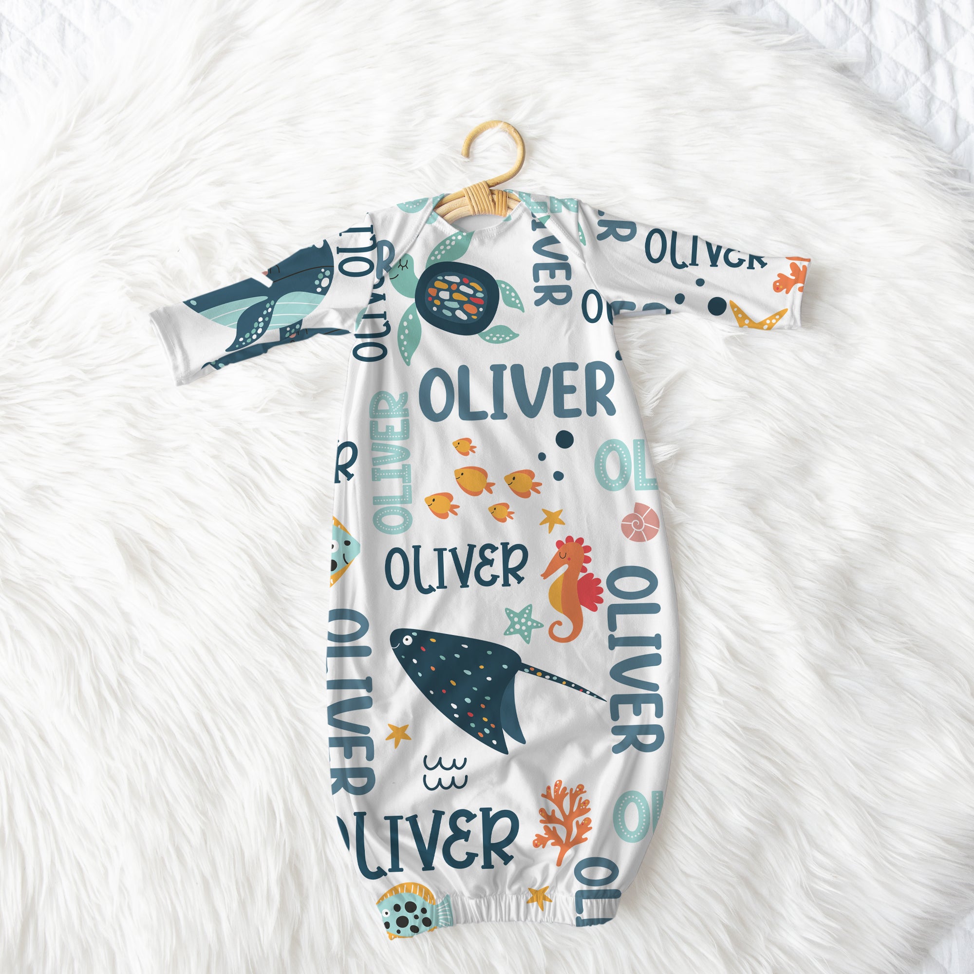 Personalized Sleep Gown in Ocean Animals