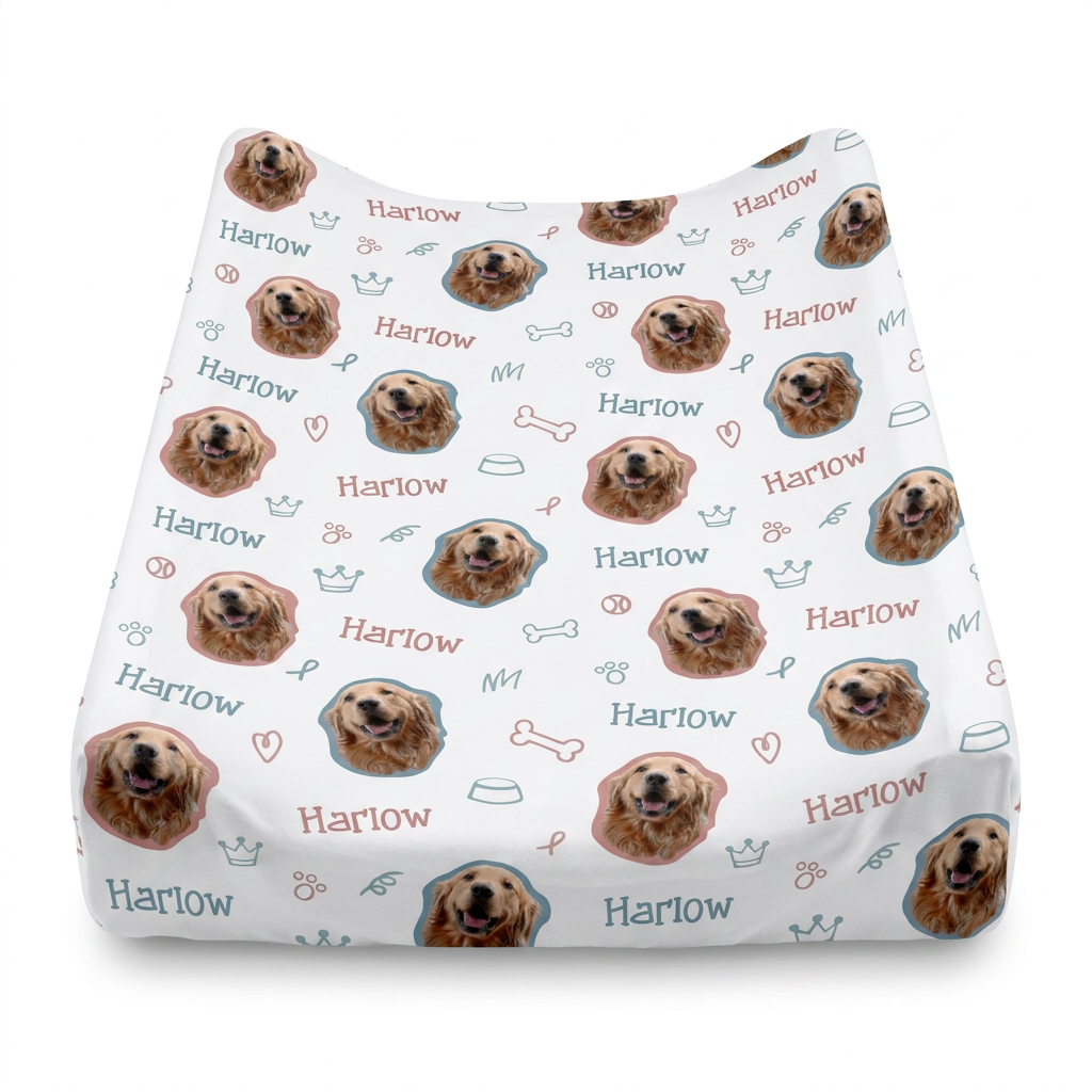 Personalized Changing Pad Cover in Puppy Portrait