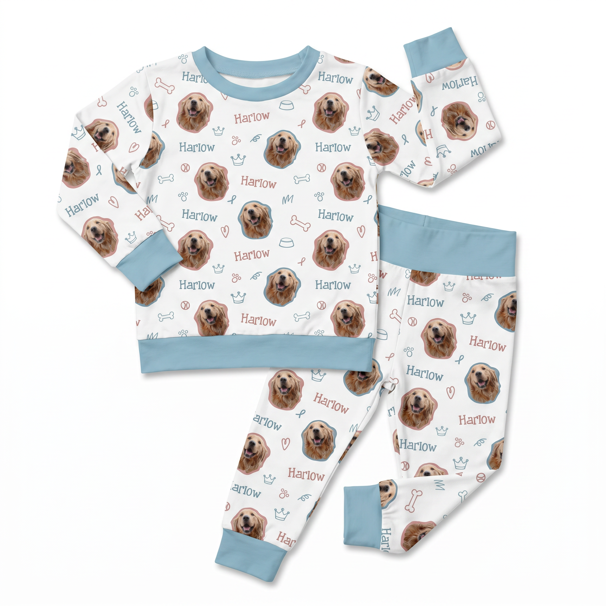 Personalized Pajama Set in Puppy Portrait