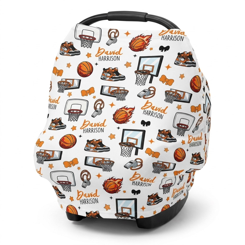 Personalized 5-in-1 Nursing Cover in Basketball
