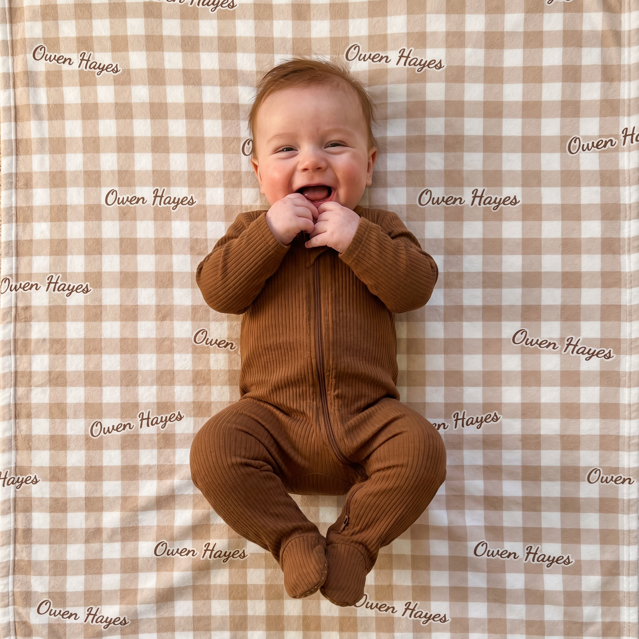 Ribbed Zipper Footie in Camel