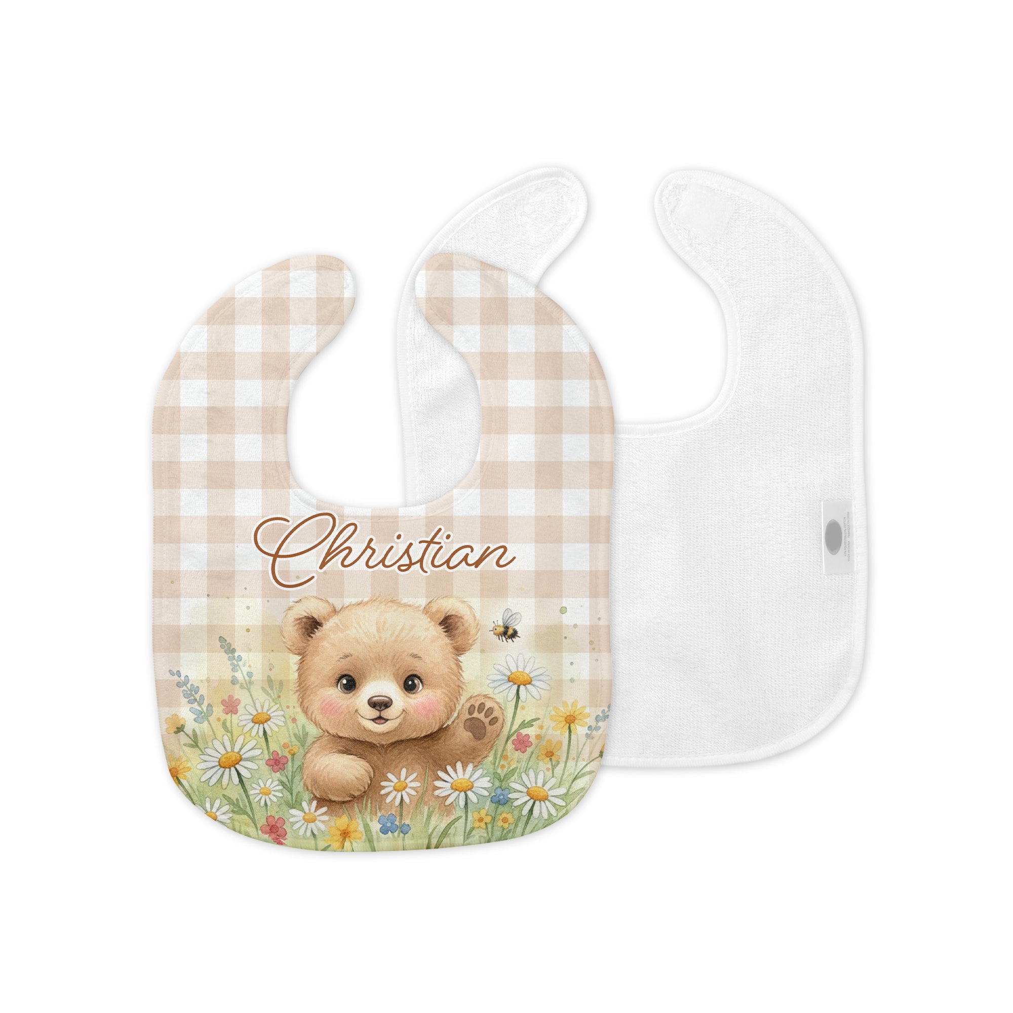 Personalized Bib and Burp Cloth Set in Cozy Bear