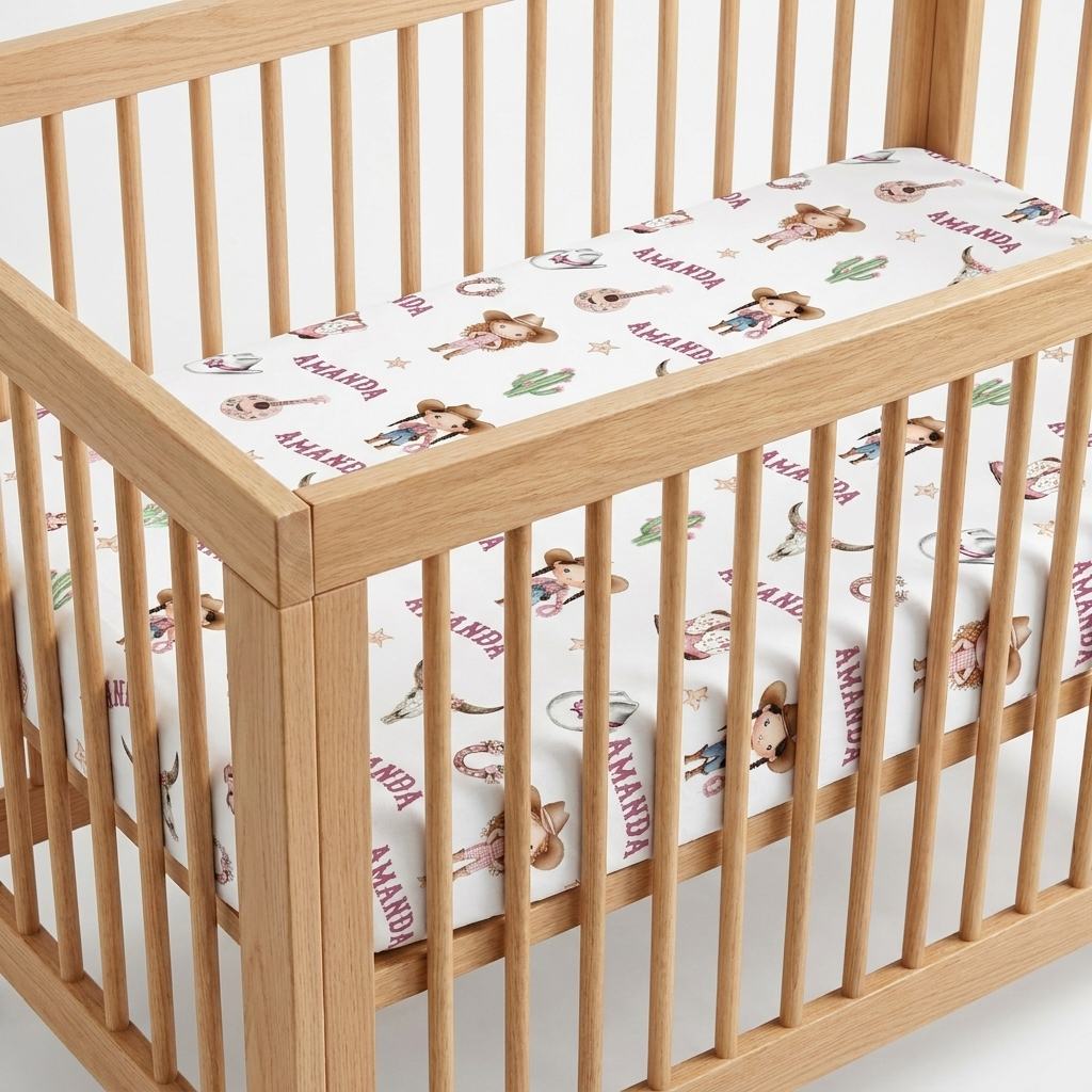 Personalized Crib Sheet in Western Girl