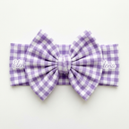 Personalized Bow Headband in Lilac Gingham