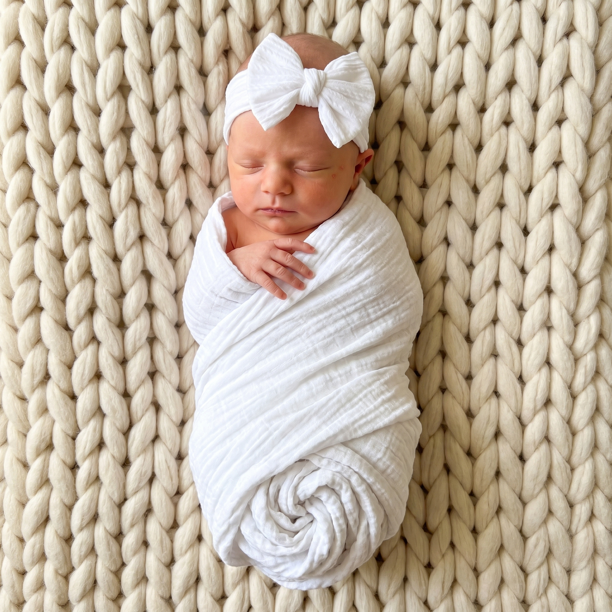 Soft Knit Bow Headband in White