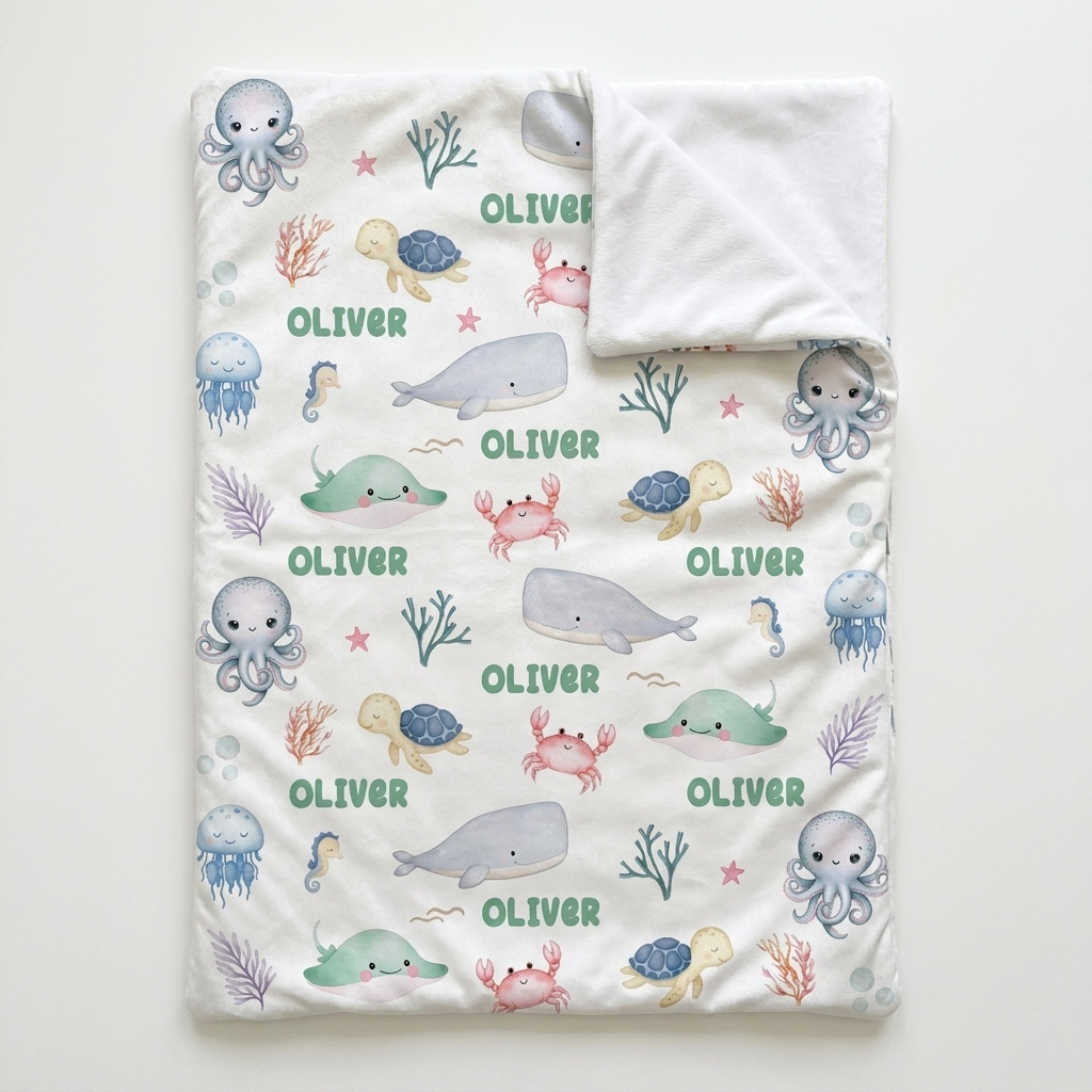 Personalized Sleeping Bag in Sea Animals