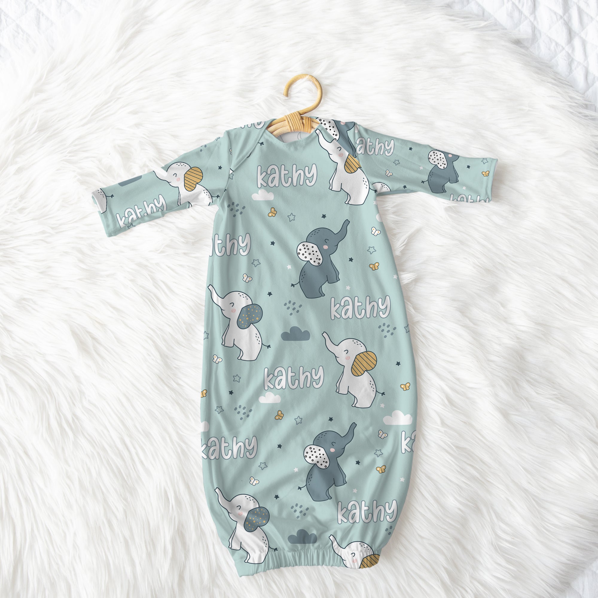 Personalized Sleep Gown in Elephant