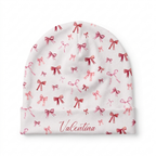 Personalized Beanie in White Coquette Bow