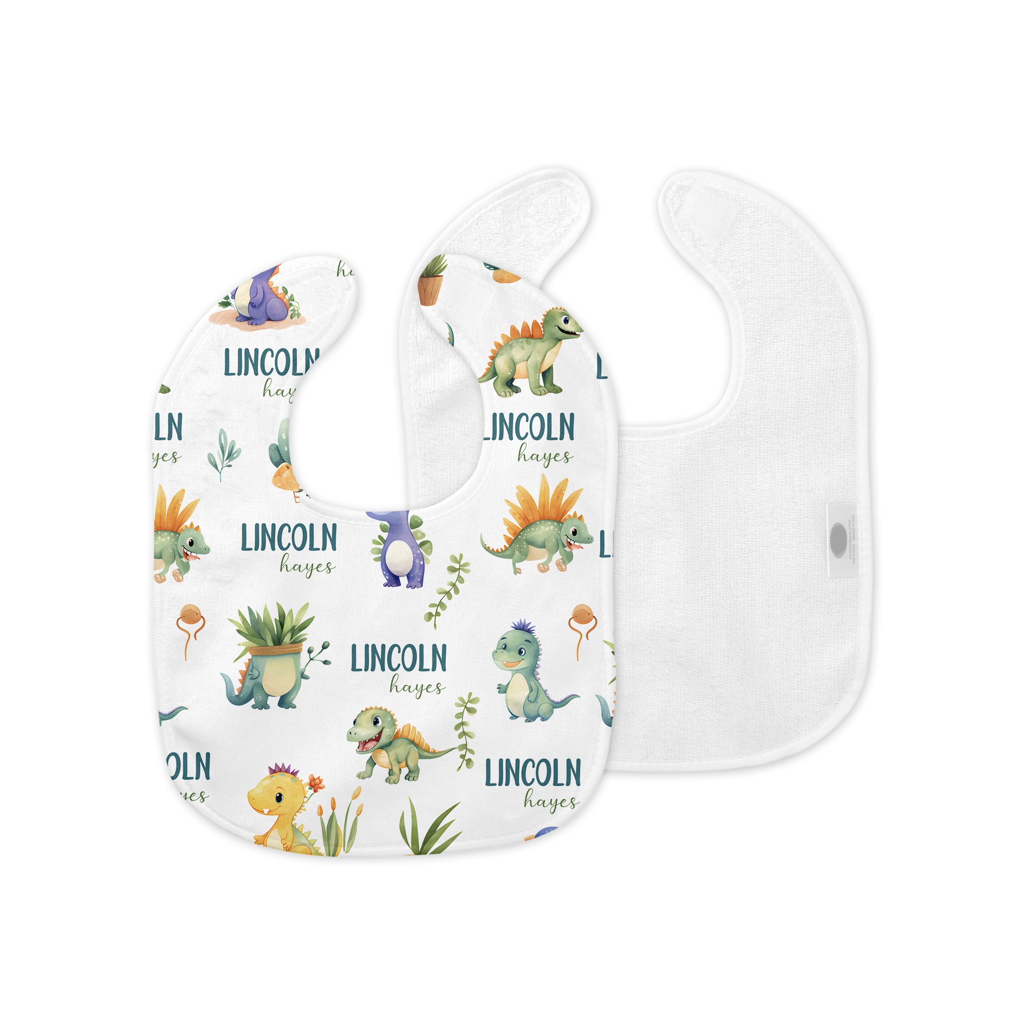 Personalized Bib and Burp Cloth Set in Dinosaur Boy