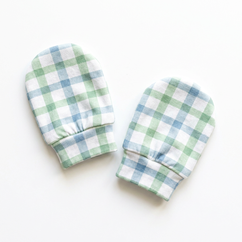 Mittens in Sage Blue Plaid