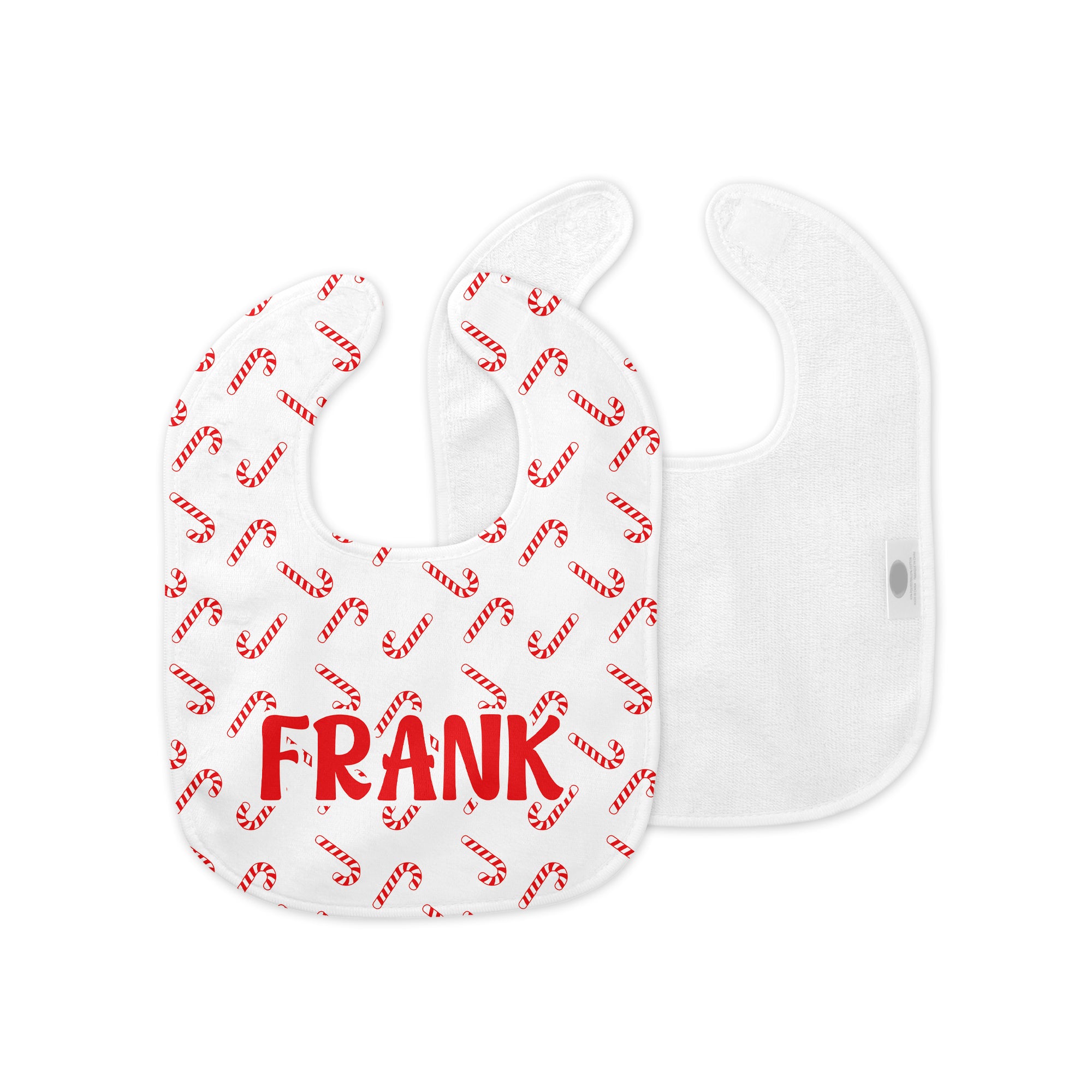 Personalized Bib and Burp Cloth Set in Candy Cane