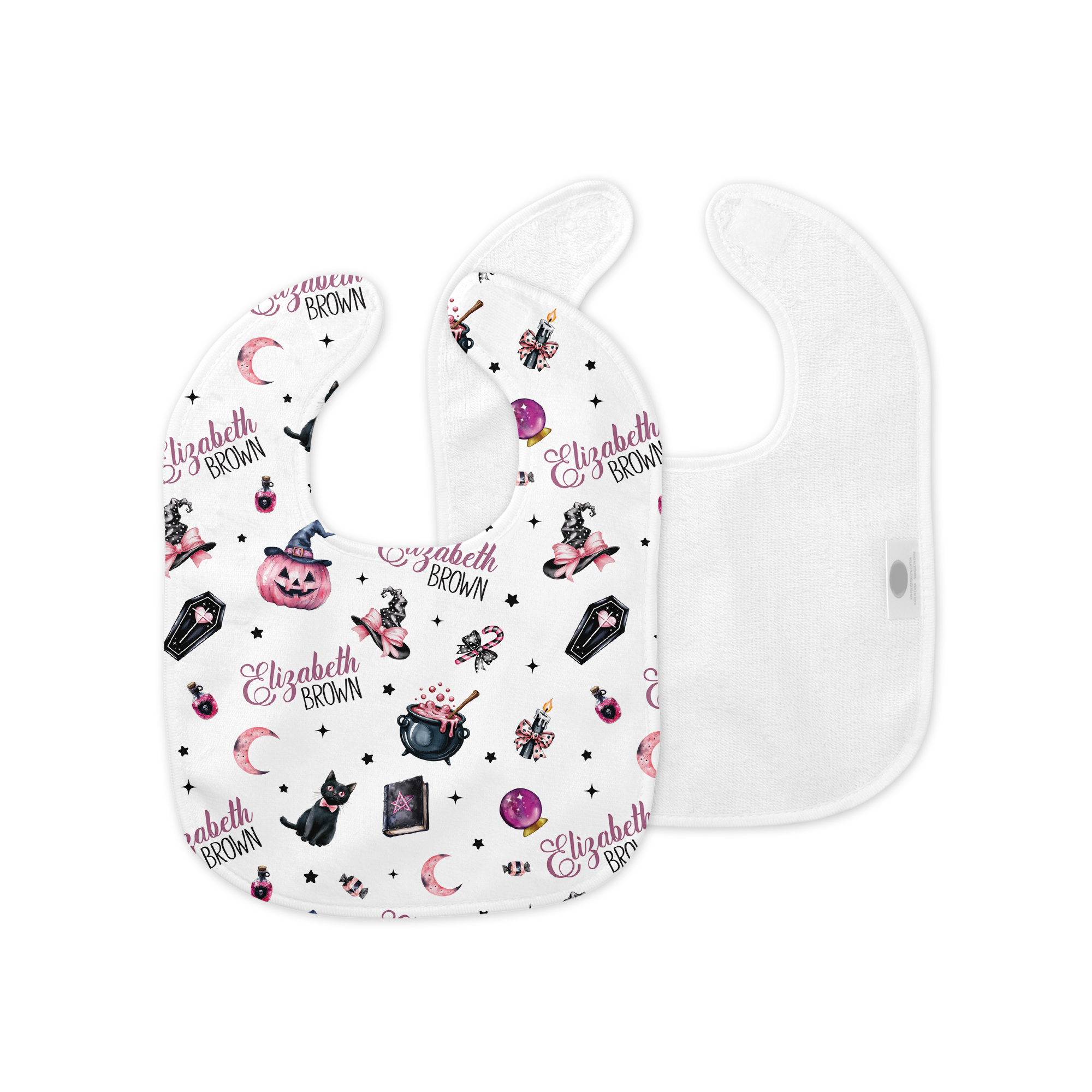Personalized Bib and Burp Cloth Set in Mystic Lunar