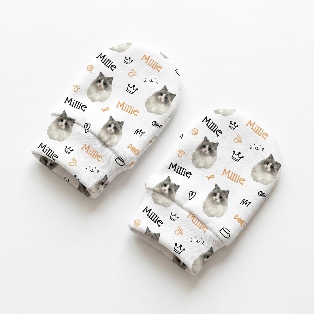 Personalized Mittens in Kitty Portrait
