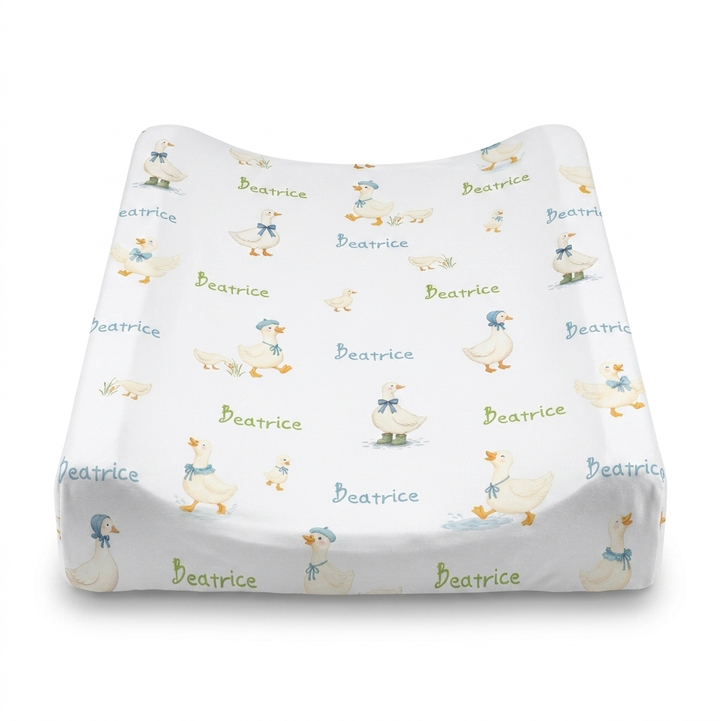 Personalized Changing Pad Cover in Silly Goose