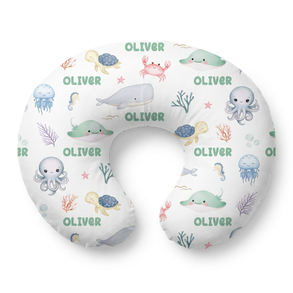 Personalized Nursing Pillow Cover in Sea Animals