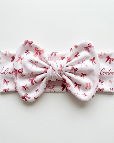 Personalized Bow Headband in White Coquette Bow