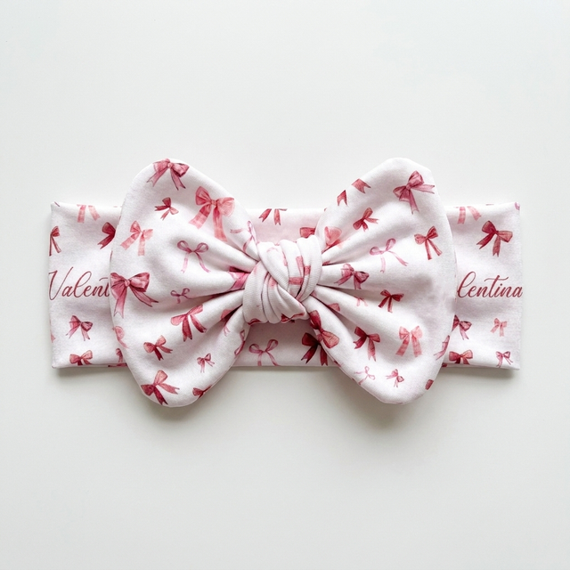 Personalized Bow Headband in White Coquette Bow