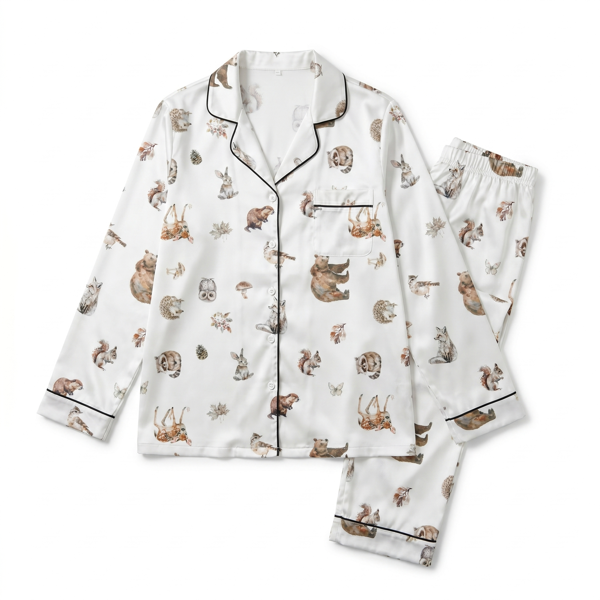 Long-sleeved Kid's Pajama Set in Woodland Animals