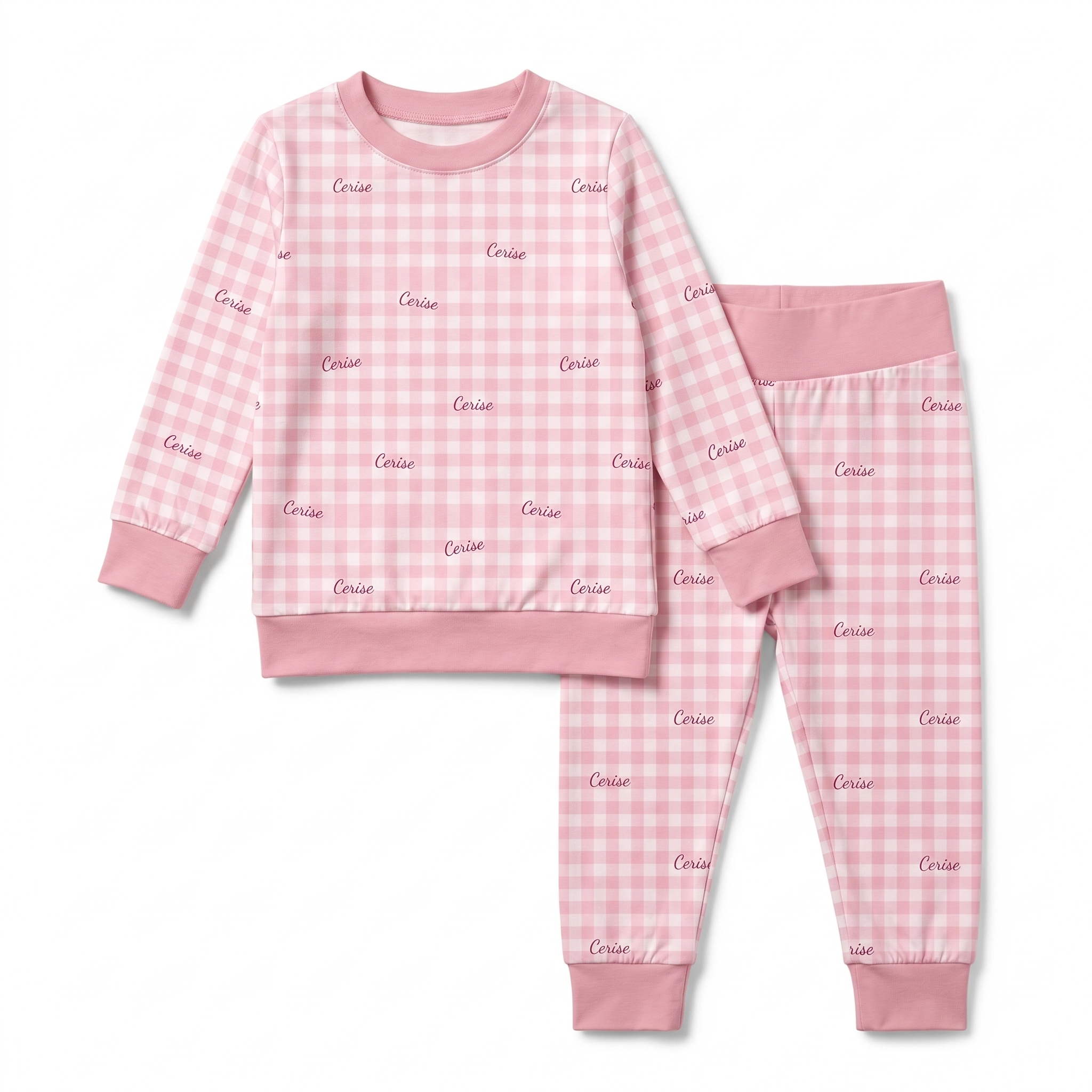 Personalized Pajama Set in Cherry Blossom Gingham