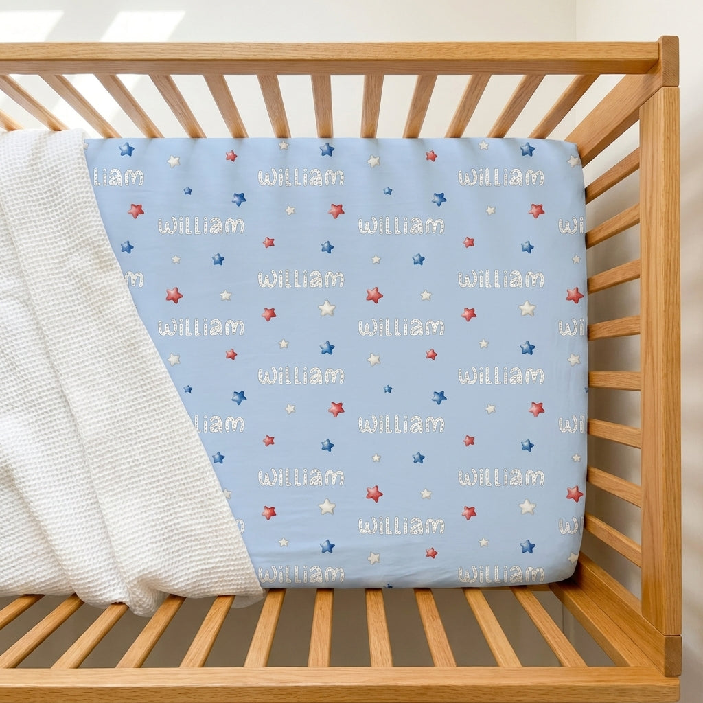 Personalized Crib Sheet in July Twinkle