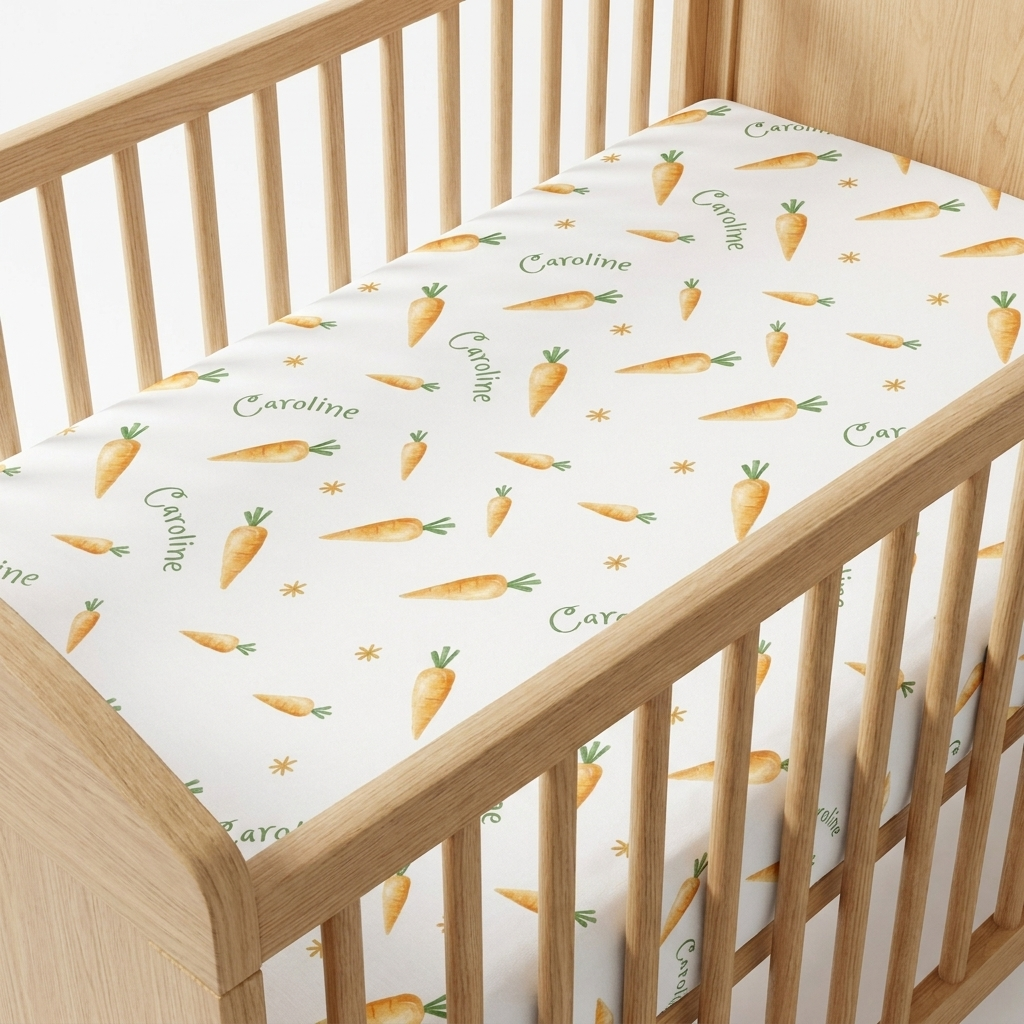 Personalized Crib Sheet in Carrot