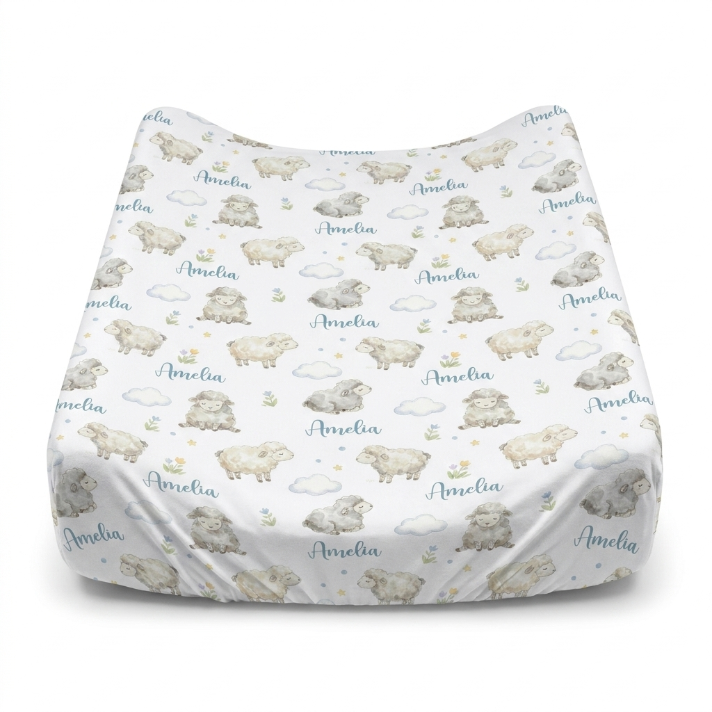 Personalized Changing Pad Cover in Lamb